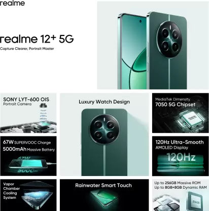 realme 12 + 5G 8GB/256GB Pioneer Green / Navigator Beige