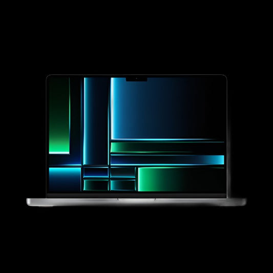 Image of the Apple MacBook Pro, showcasing its sleek and modern design. The laptop is displayed at an angle, highlighting its aluminum enclosure, Retina display, and iconic Apple logo on the back.