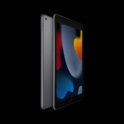 Side profile image of the iPad 9th Gen, showcasing its sleek and slim design. The image highlights the thin profile of the device, emphasizing its portability and ease of use. The side view also displays the power button and volume buttons along the edge of the device.