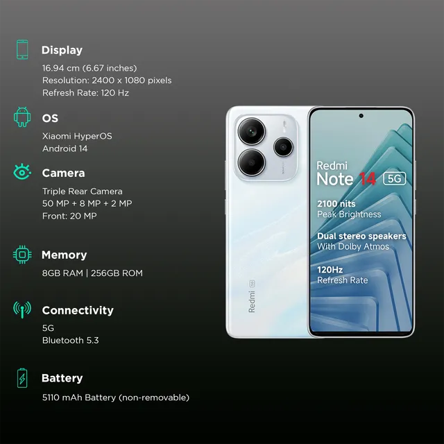 Xiaomi Redmi Note 14 5G 8GB/256GB Mystique White / Phantom Purple / Titan Black