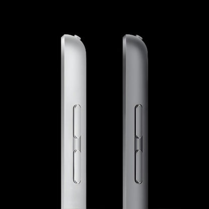 Close-up image of the side buttons on the iPad 9th Gen, showing the power button and volume buttons. The buttons are positioned along the edge of the device for easy access, allowing users to power on/off the device and adjust volume levels with tactile feedback.