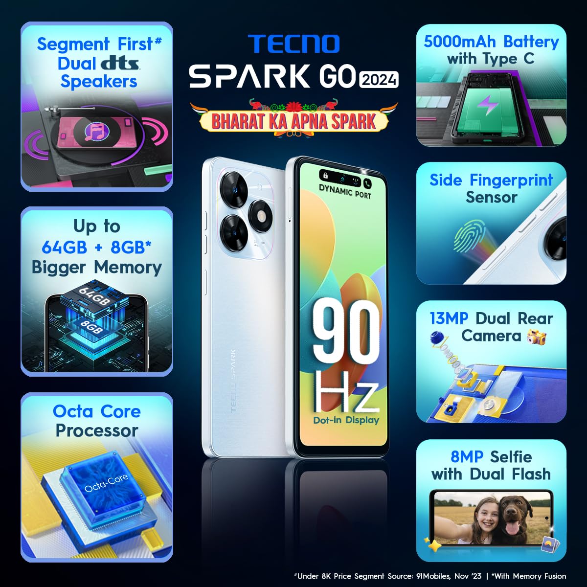 Tecno Spark Go 2024 4GB/64GB Mystery White / Gravity Black / Magic Skin Green / Alpenglow Gold