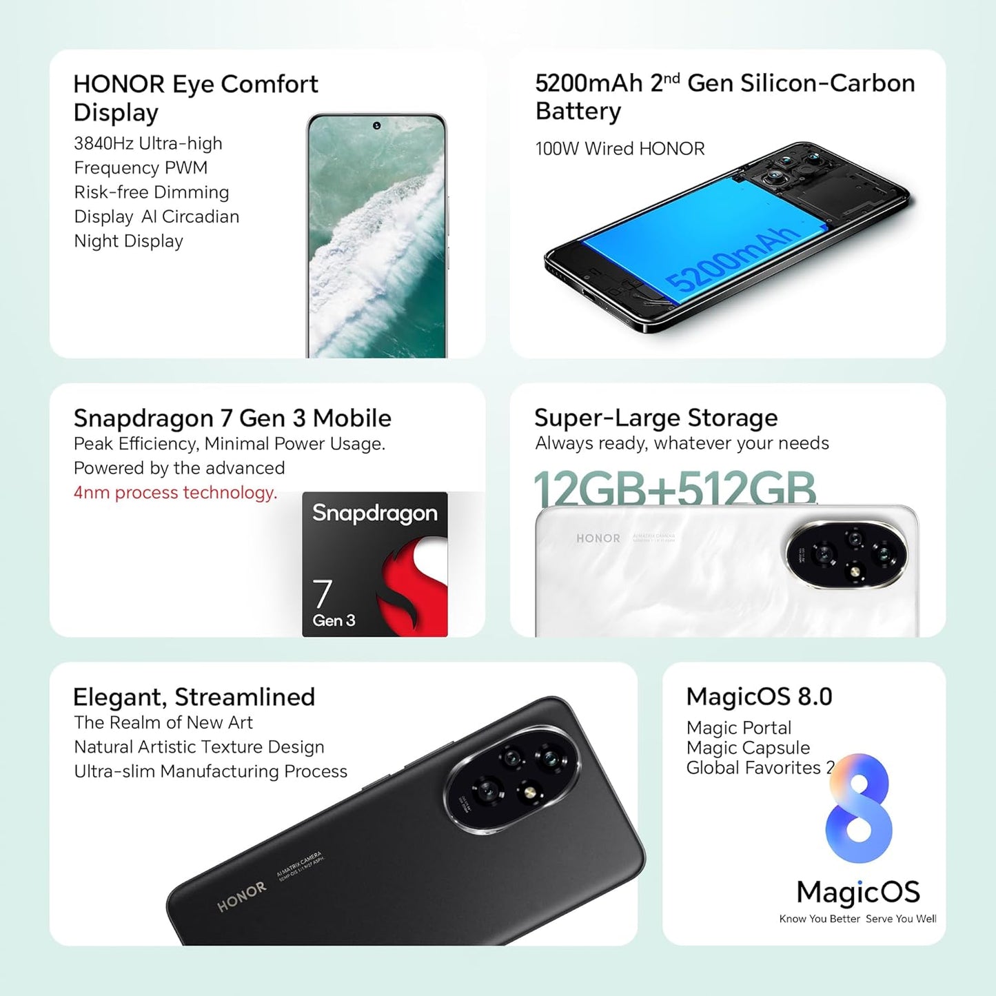 Honor H200 5G 8GB/256GB Black / Moonlight White