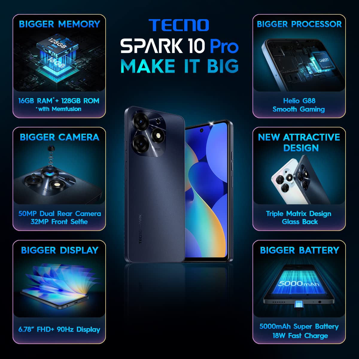 Tecno Spark 10 Pro 8GB/128GB Starry Balck / Pearl White / Lunar Eclipse / Pearl White