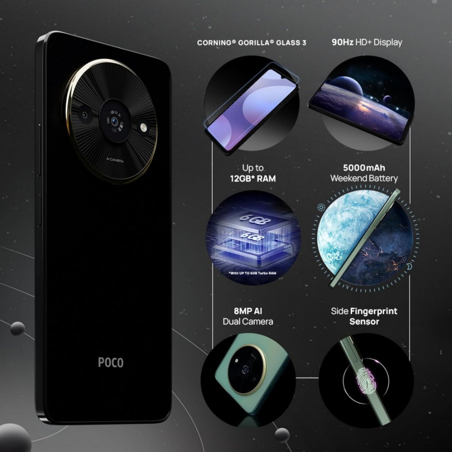 Poco C61 4GB/64GB Black / Green / Blue