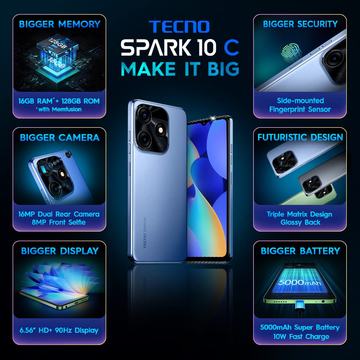 Tecno Spark 10C 8GB/128GB Meta Blue / Black / Meta Green / Magic Skin Orange / Magic Skin Blue