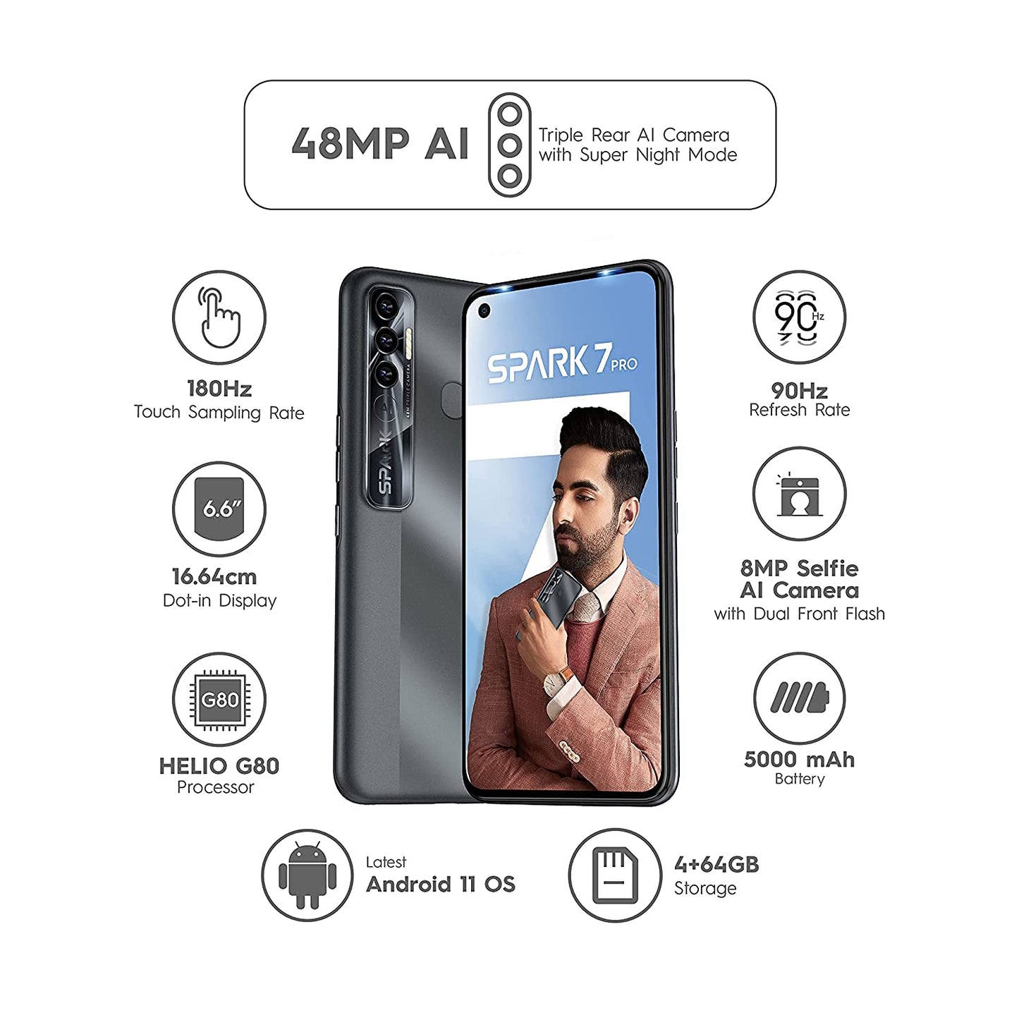 Tecno Spark 7 pro 6GB/64GB Black / Blue / Green