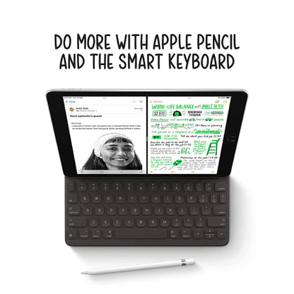 Image of the Smart Keyboard, a compatible accessory for the iPad 9th Gen. The Smart Keyboard is shown with its sleek and compact design, featuring a full-size keyboard that attaches magnetically to the iPad for seamless typing and productivity on the go.