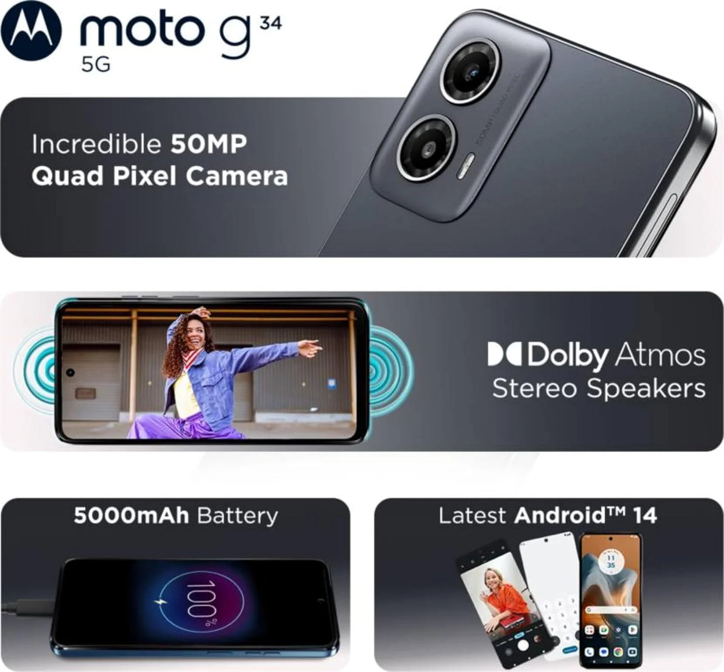 Motorola Moto G34 5G 8GB/128GB Forever Blue / Ocean Green / Black Beauty / Ice Blue