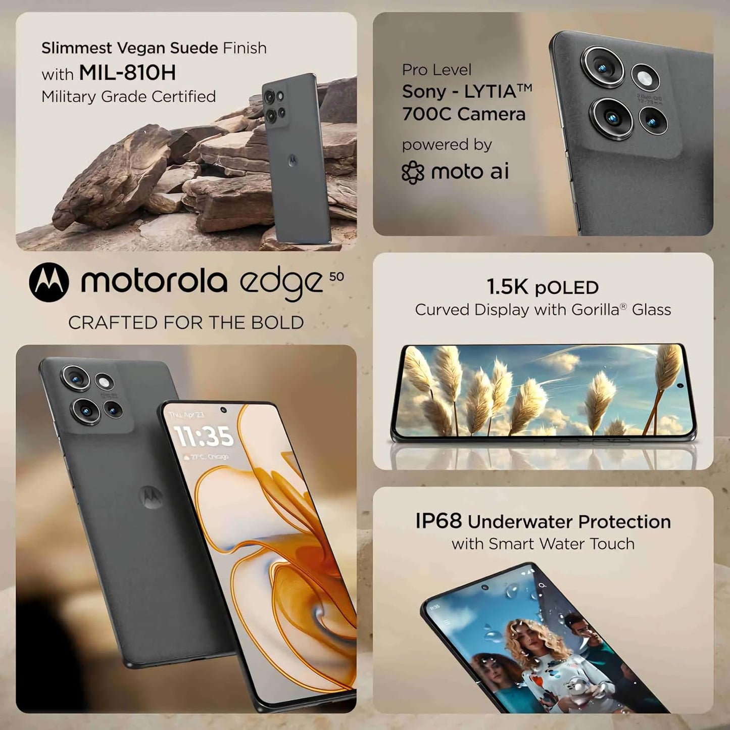 Motorola Moto Edge 50 5G 8GB/256GB Grey / Jungle Green / Peach Fuzz / Koala Grey
