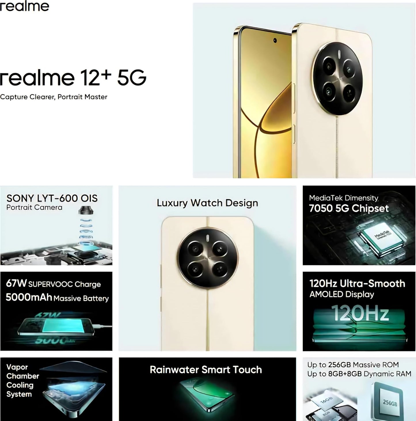 realme 12+ 5G 8GB/128GB Navigator Beige / Pioneer Green