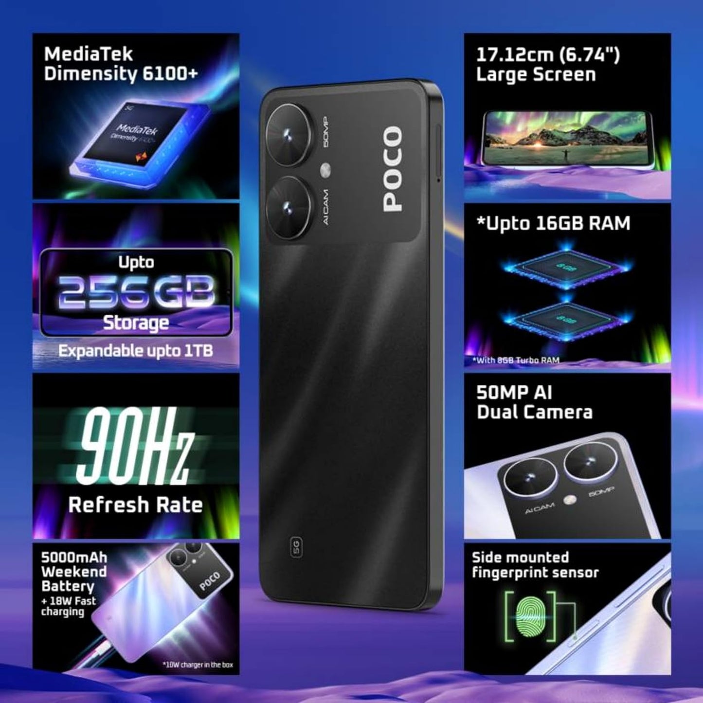 Poco M6 5G 4GB/128GB Black / Blue Green / Blue