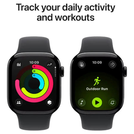Apple Watch Series 11 GPS 42mm Jet Black Aluminium / Space Grey / Rose Gold Aluminium/Light Blush / Silver Aluminium/Purple Fog Case with Black Sport Band - S/M & M/L