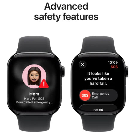 Apple Watch Series 11 GPS 42mm Jet Black Aluminium / Space Grey / Rose Gold Aluminium/Light Blush / Silver Aluminium/Purple Fog Case with Black Sport Band - S/M & M/L