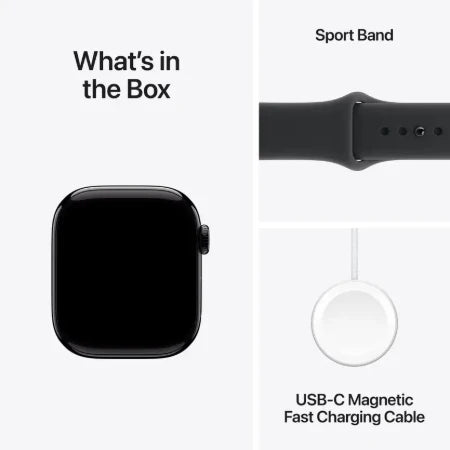 Apple Watch Series 11 GPS 42mm Jet Black Aluminium / Space Grey / Rose Gold Aluminium/Light Blush / Silver Aluminium/Purple Fog Case with Black Sport Band - S/M & M/L