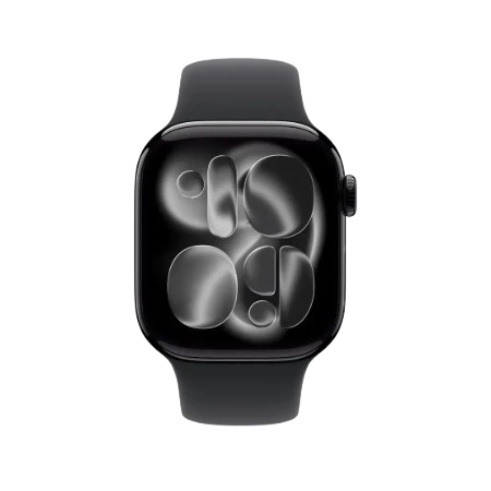 Apple Watch Series 11 GPS 42mm Jet Black Aluminium / Space Grey / Rose Gold Aluminium/Light Blush / Silver Aluminium/Purple Fog Case with Black Sport Band - S/M & M/L