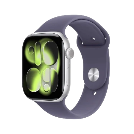 Apple Watch Series 11 GPS 46mm Jet Black Aluminium / Space Grey / Rose Gold Aluminium/Light Blush / Silver Aluminium/Purple Fog Case with Black Sport Band - S/M & M/L