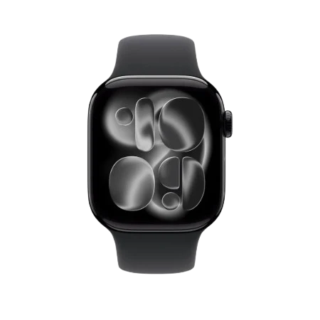 Apple Watch Series 11 GPS 46mm Jet Black Aluminium / Space Grey / Rose Gold Aluminium/Light Blush / Silver Aluminium/Purple Fog Case with Black Sport Band - S/M & M/L