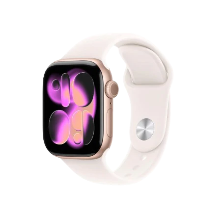 Apple Watch Series 11 GPS + Cellular 46mm Jet Black Aluminium Case, Black / Space Grey, Black / Rose Gold, Light Blush / Silver, Purple Fog with Sport Band - S/M & M/L