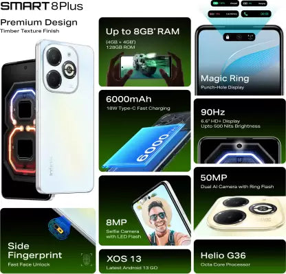 Infinix Smart 8 Plus 4GB/128GB Galaxy White