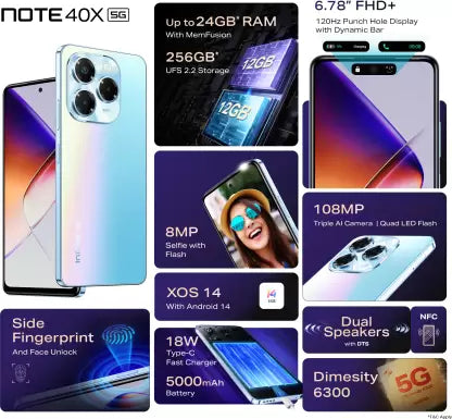 Infinix Note 40X 5G 12GB/256GB Palm Blue