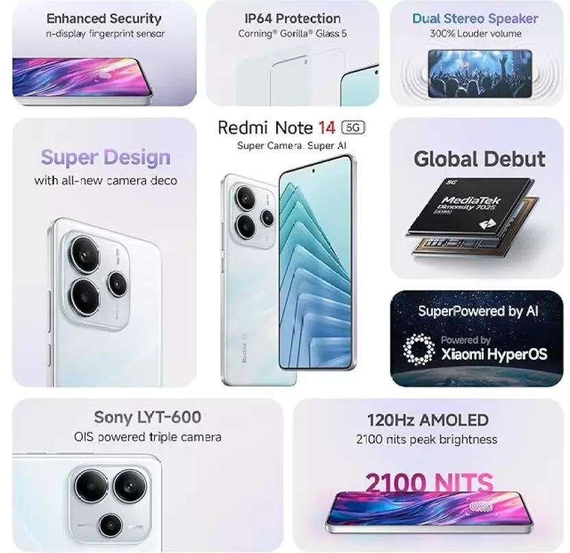 Xiaomi Redmi Note 14 5G 8GB/256GB Mystique White / Phantom Purple / Titan Black