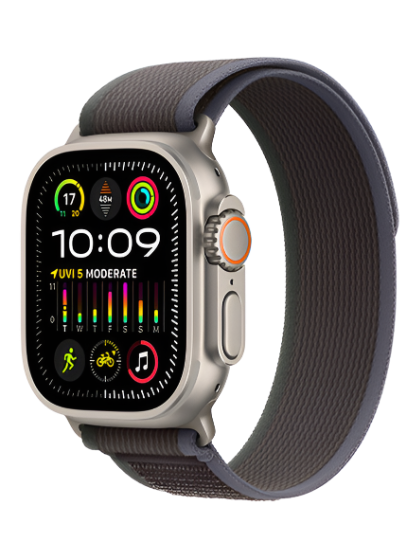 mage of the hypothetical Apple Watch Ultra 2, showcasing its sleek design and advanced features. The watch face displays customizable complications, while the band is shown in a modern color option. The device embodies cutting-edge technology and style for the modern user.