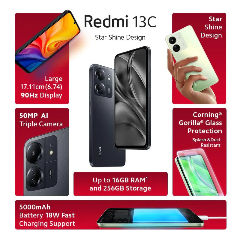 Xiaomi Redmi 13C 8GB/256GB Stardust Black / Starshine Green