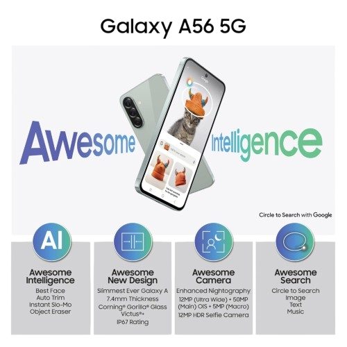 Samsung Galaxy A56 5G (12GB/256GB) – Premium Colors | 120Hz AMOLED | 50MP OIS Camera