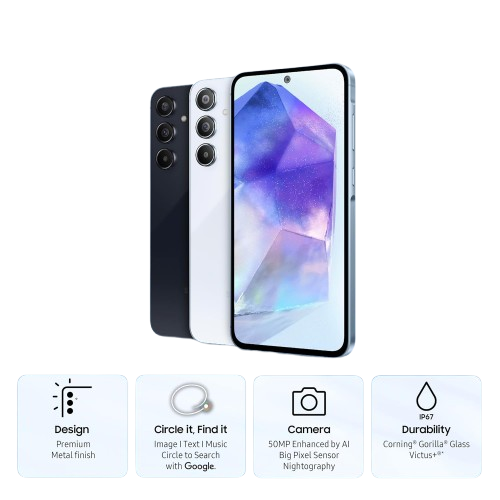 Samsung Galaxy A55 5G (12GB/256GB) – Awesome Navy & Ice Blue | 50MP OIS Camera | 120Hz AMOLED