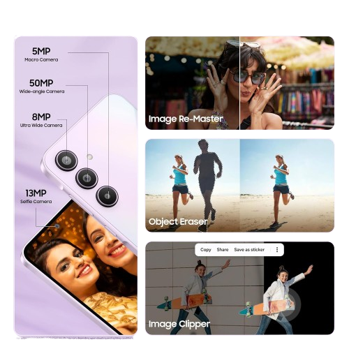 Samsung Galaxy A35 5G (Awesome Lilac, 8GB RAM, 128GB Storage) | Premium Glass Back | 50 MP Main Camera (OIS) | Nightography | IP67 | Corning Gorilla Glass Victus+ | sAMOLED with Vision Booster
