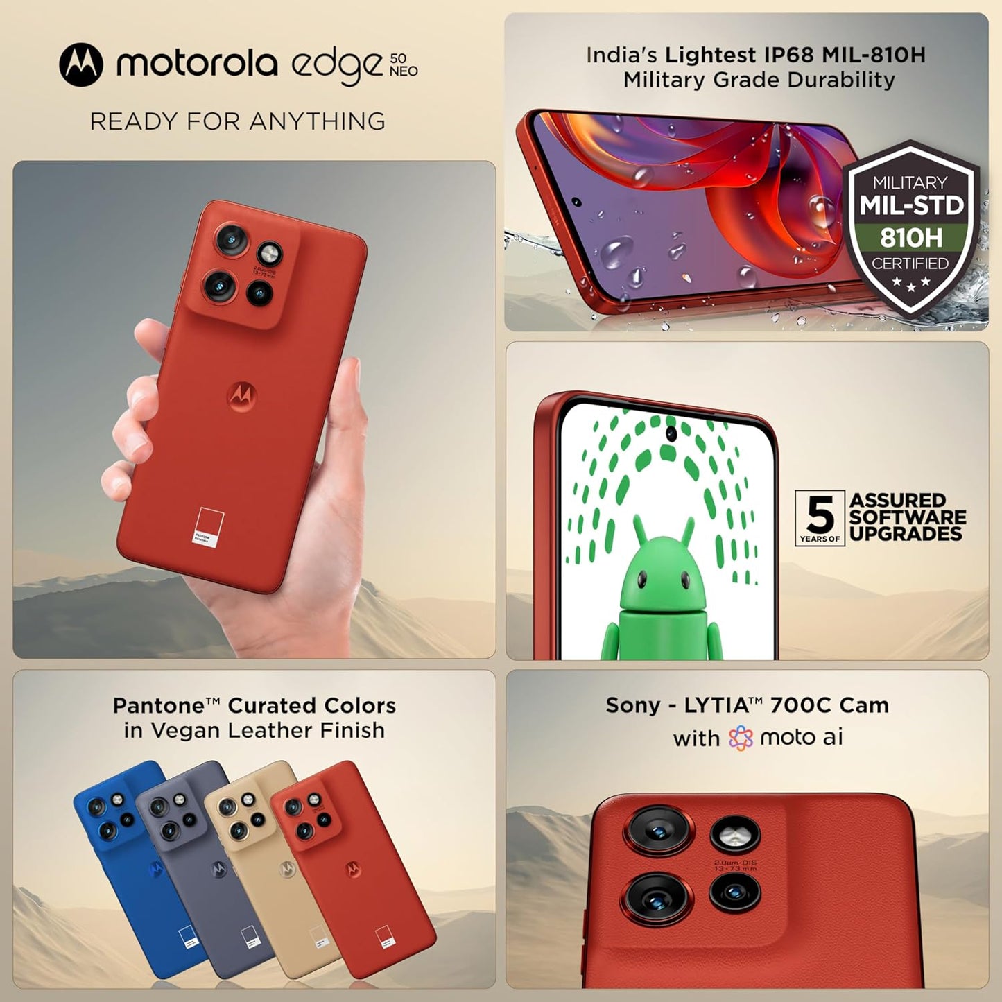 Motorola Moto Edge 50 Neo 5G 8GB/256GB Pantone Poinciana / Blue / Pantone Latte / Pantone Grisaille
