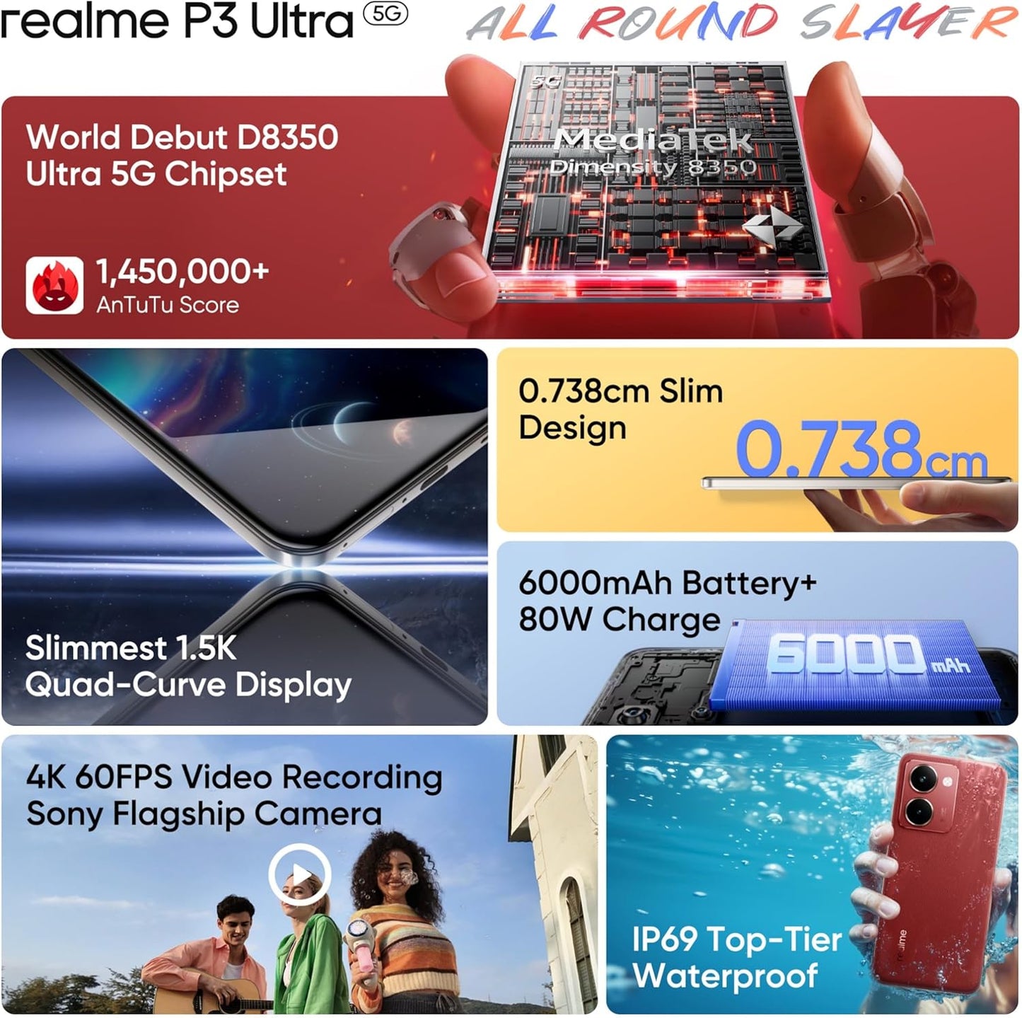 realme P3 Ultra 5G 8GB/256GB Orion Red
