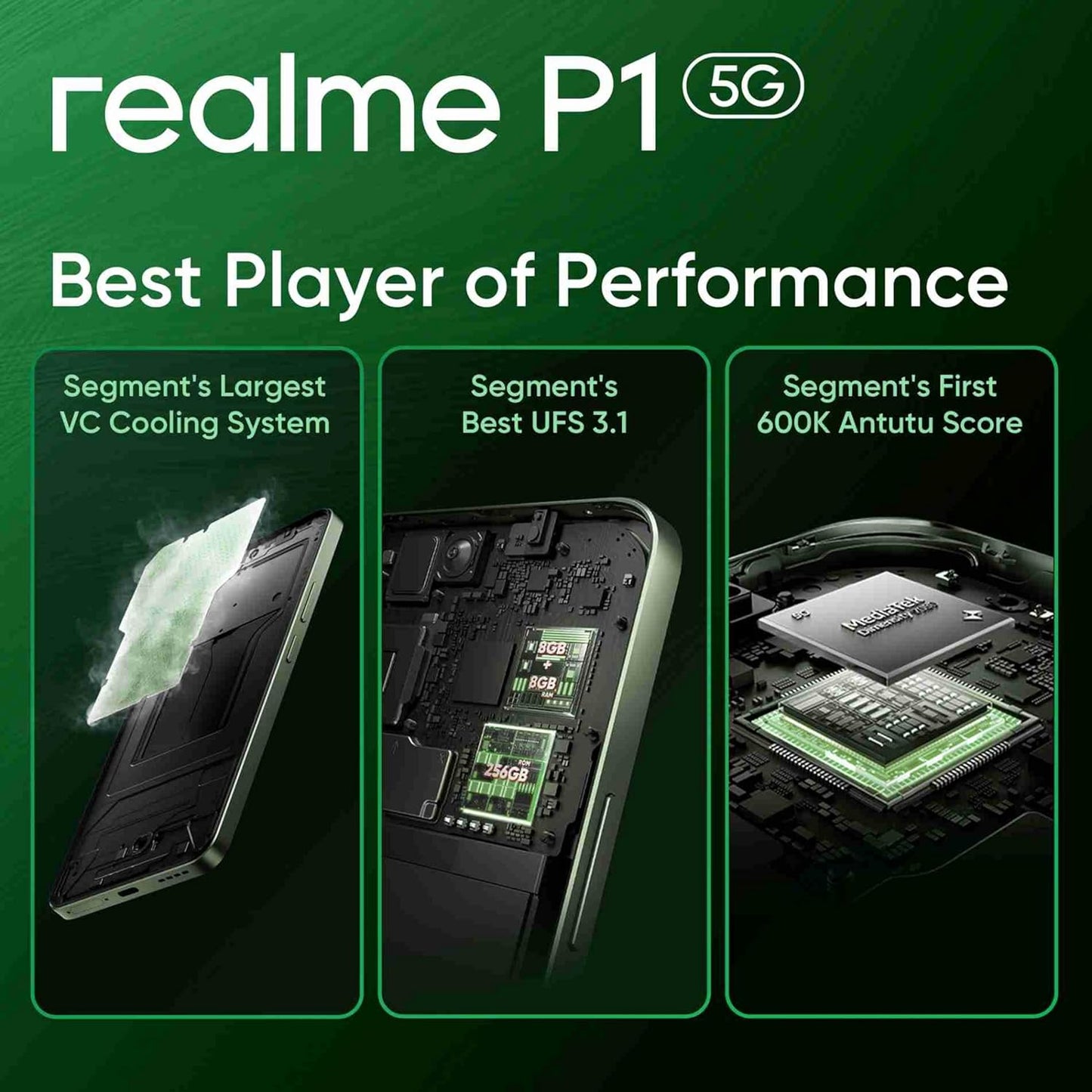 realme P1 5G 8GB/256GB Peacock Green