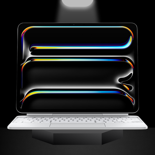 The image features Apple's newly launched iPad Pro, showcasing its sleek design and advanced technology. The iPad Pro includes the powerful M4 chip, a stunning high-resolution display, and slim bezels. Its modern and minimalist aesthetic underscores Apple's focus on innovation and performance via iCrescent Apple store in Chandigarh