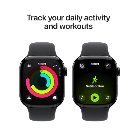 Apple Watch Series 11 GPS + Cellular 42mm Jet Black Aluminium / Space Grey / Rose Gold, Light Blush / Silver, Purple Fog with Sport Band - S/M & M/L