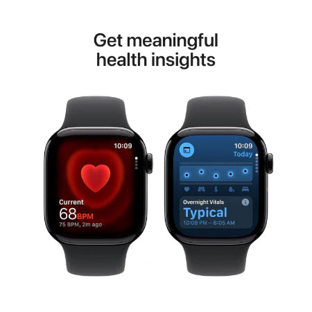 Apple Watch Series 11 GPS + Cellular 42mm Jet Black Aluminium / Space Grey / Rose Gold, Light Blush / Silver, Purple Fog with Sport Band - S/M & M/L