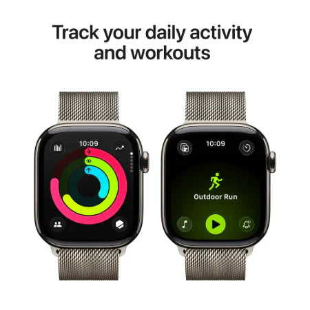 Apple Watch Series 11 GPS + Cellular 46mm Natural Titanium,Natural / Slate Titanium, Slate / Gold Titanium Case with Gold Milanese Loop- S/M & M/L