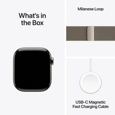 Apple Watch Series 11 GPS + Cellular 46mm Natural Titanium,Natural / Slate Titanium, Slate / Gold Titanium Case with Gold Milanese Loop- S/M & M/L