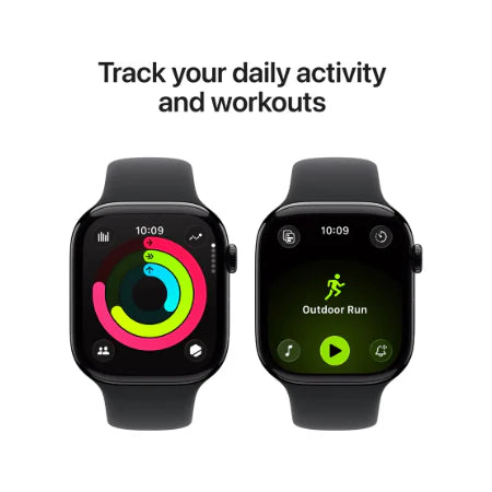Apple Watch Series 11 GPS + Cellular 46mm Jet Black Aluminium Case, Black / Space Grey, Black / Rose Gold, Light Blush / Silver, Purple Fog with Sport Band - S/M & M/L