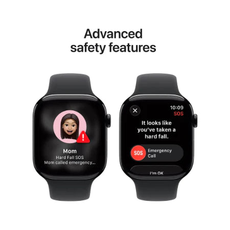 Apple Watch Series 11 GPS + Cellular 46mm Jet Black Aluminium Case, Black / Space Grey, Black / Rose Gold, Light Blush / Silver, Purple Fog with Sport Band - S/M & M/L