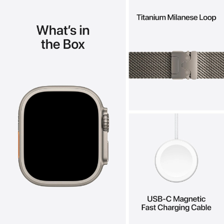 Apple Watch Ultra 3 GPS + Cellular 49mm Natural / Black Titanium Case with Natural / Black Titanium Milanese Loop - Small / Medium / Large