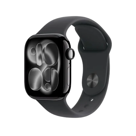 Apple Watch Series 11 GPS 42mm Jet Black Aluminium / Space Grey / Rose Gold Aluminium/Light Blush / Silver Aluminium/Purple Fog Case with Black Sport Band - S/M & M/L