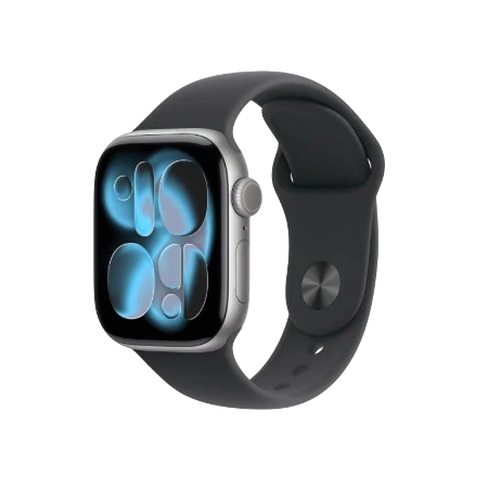 Apple Watch Series 11 GPS 42mm Jet Black Aluminium / Space Grey / Rose Gold Aluminium/Light Blush / Silver Aluminium/Purple Fog Case with Black Sport Band - S/M & M/L