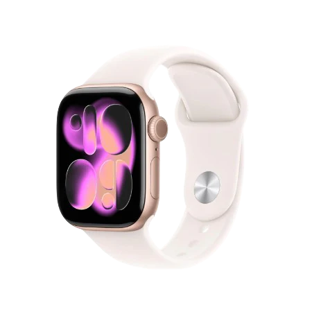 Apple Watch Series 11 GPS 42mm Jet Black Aluminium / Space Grey / Rose Gold Aluminium/Light Blush / Silver Aluminium/Purple Fog Case with Black Sport Band - S/M & M/L