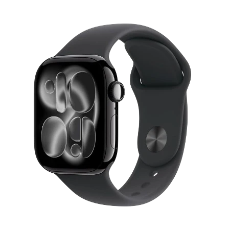 Apple Watch Series 11 GPS + Cellular 42mm Jet Black Aluminium / Space Grey / Rose Gold, Light Blush / Silver, Purple Fog with Sport Band - S/M & M/L
