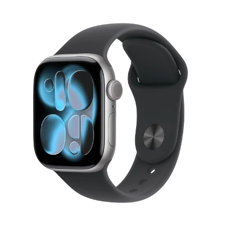 Apple Watch Series 11 GPS + Cellular 42mm Jet Black Aluminium / Space Grey / Rose Gold, Light Blush / Silver, Purple Fog with Sport Band - S/M & M/L