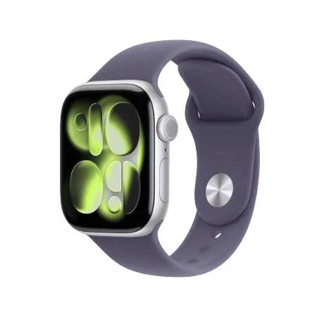 Apple Watch Series 11 GPS + Cellular 42mm Jet Black Aluminium / Space Grey / Rose Gold, Light Blush / Silver, Purple Fog with Sport Band - S/M & M/L