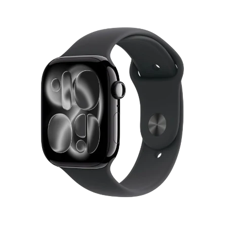 Apple Watch Series 11 GPS + Cellular 46mm Jet Black Aluminium Case, Black / Space Grey, Black / Rose Gold, Light Blush / Silver, Purple Fog with Sport Band - S/M & M/L