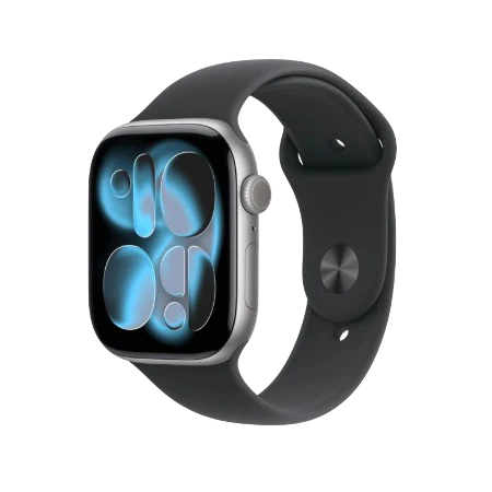 Apple Watch Series 11 GPS + Cellular 46mm Jet Black Aluminium Case, Black / Space Grey, Black / Rose Gold, Light Blush / Silver, Purple Fog with Sport Band - S/M & M/L
